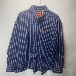 Wrangler‎ FR Riggs Workwear XXL Blue Plaid Long Sleeve Flame Resistant Shirt